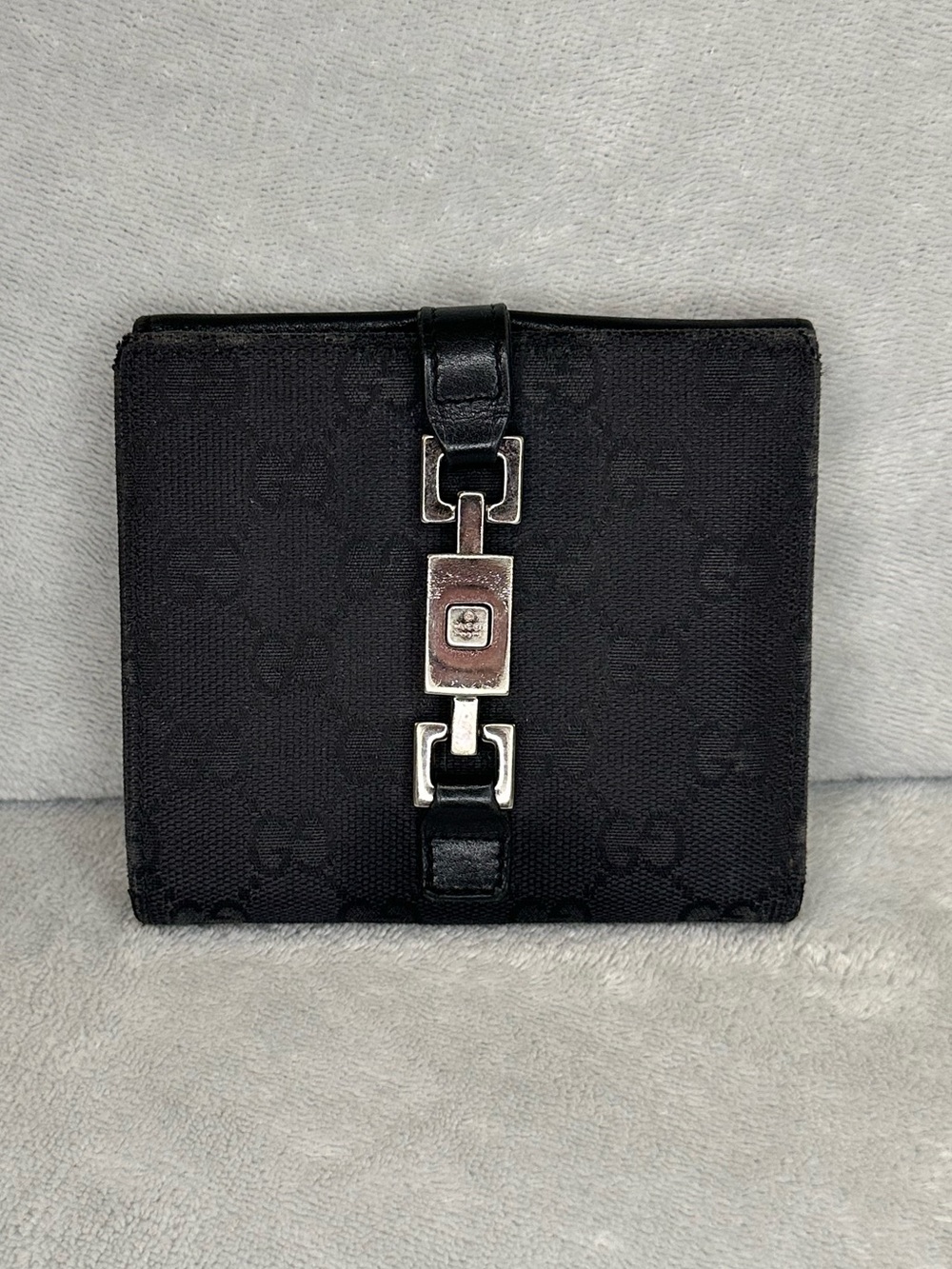 Gucci Jackie Black GG Canvas Bifold Wallet Vintage
